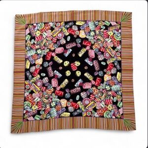 Bottega Veneta Veneta Multi-Colored Millefiori Themed Silk Scarf Candy Print